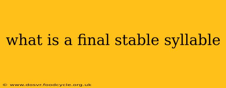 what is a final stable syllable