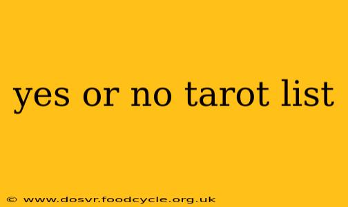 yes or no tarot list