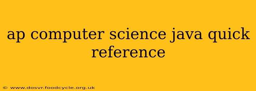 ap computer science java quick reference