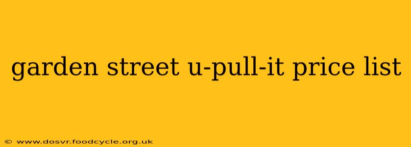 garden street u-pull-it price list