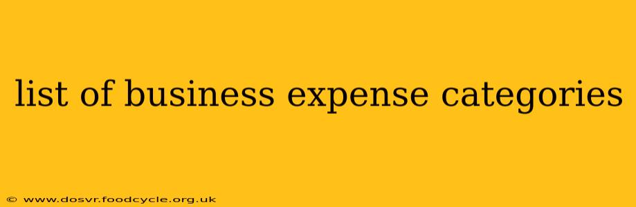 list of business expense categories