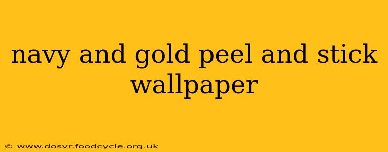 navy and gold peel and stick wallpaper