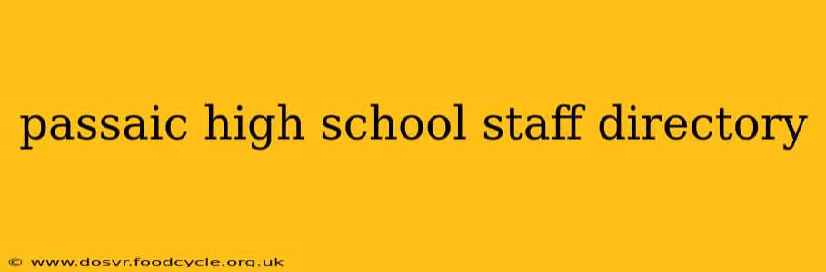 passaic high school staff directory