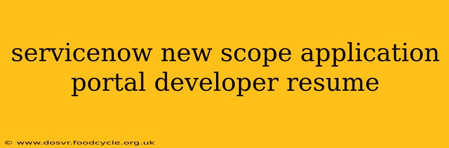 servicenow new scope application portal developer resume