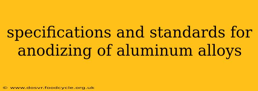specifications and standards for anodizing of aluminum alloys