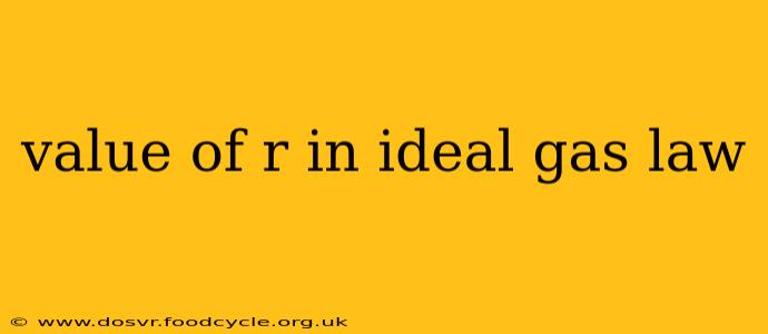 value of r in ideal gas law