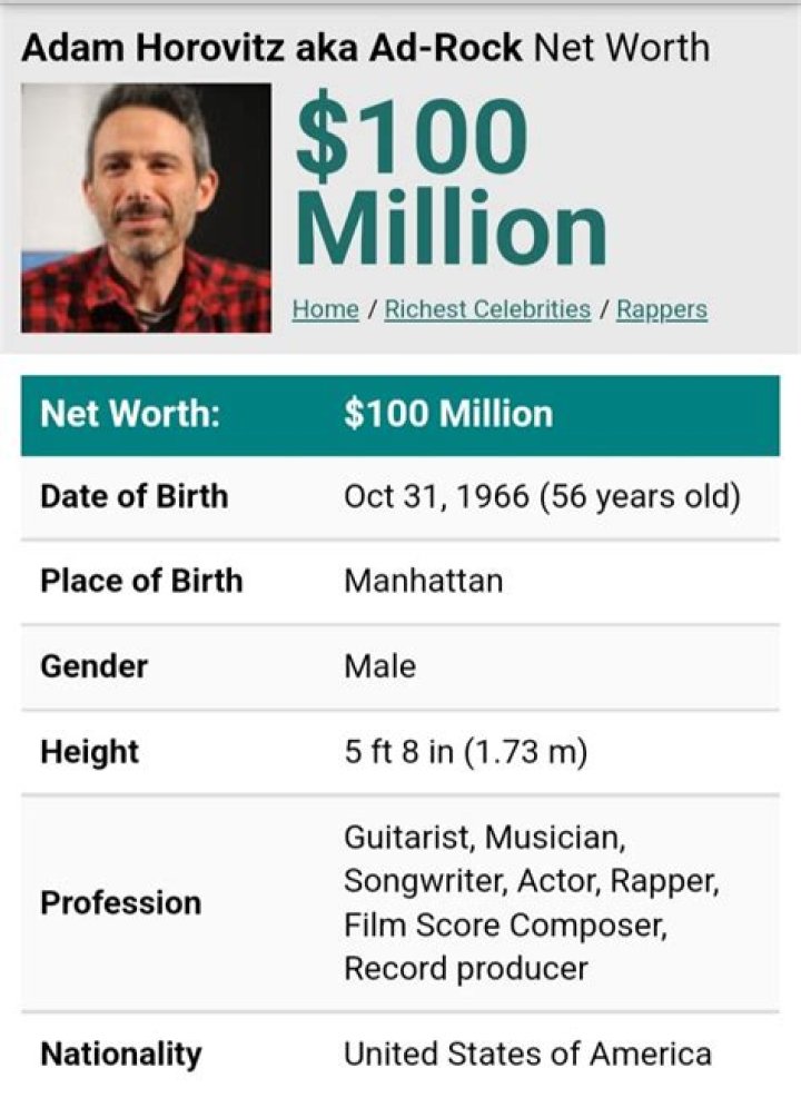Adam Horovitz aka Ad-Rock Net Worth