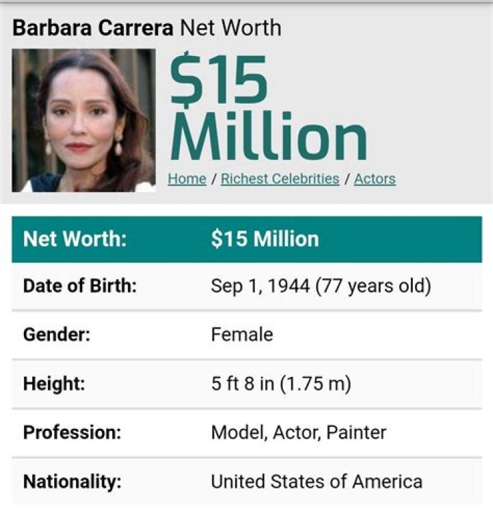 Barbara Carrera Net Worth | Celebrity Net Worth
