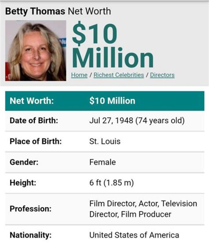 Betty Thomas Net Worth | Celebrity Net Worth