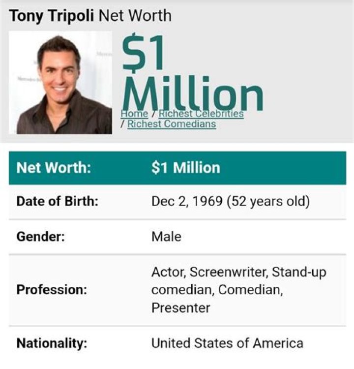 Tony Tripoli Net Worth | Celebrity Net Worth